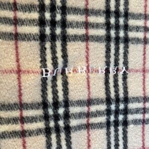 Burberry Plaid Black White Red Wool Blend Throw Blanket